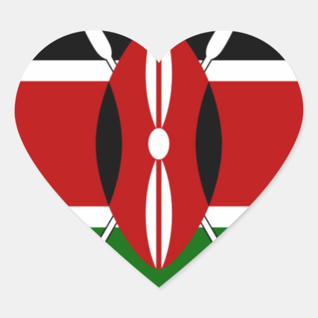 Kenya-Flagge mit Miniatur-Flag-Rahmen-Grenzkunst Herz-Aufkleber (Vorderseite)