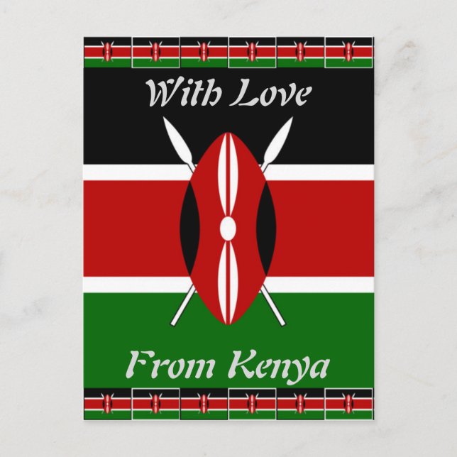 Kenya-Flagge mit Miniatur-Flag-Rahmen-Grenzkunst Postkarte (Vorderseite)