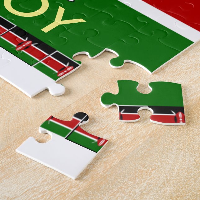 Kenya-Flagge mit Miniatur-Flag-Rahmen-Grenzkunst Puzzle (Seite)