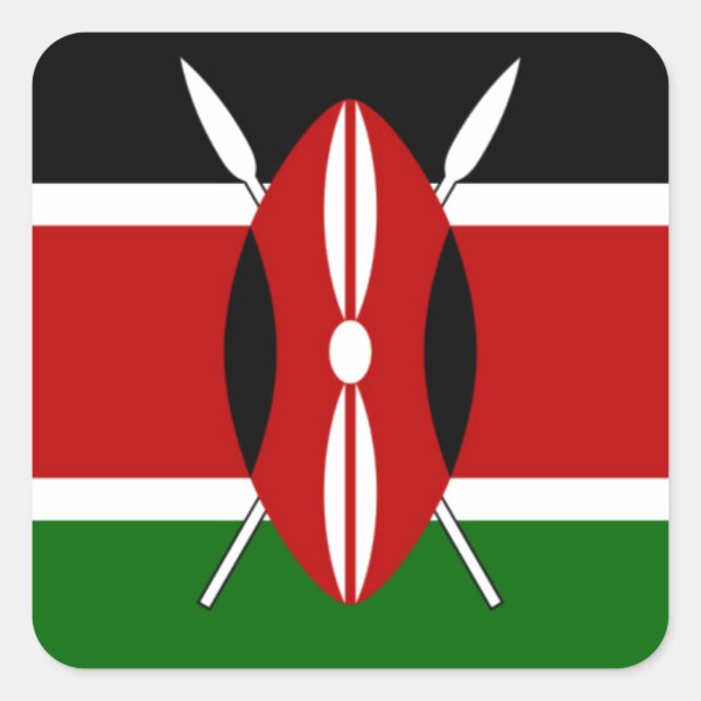 Kenya-Flagge mit Miniatur-Flag-Rahmen-Grenzkunst Quadratischer Aufkleber (Vorderseite)