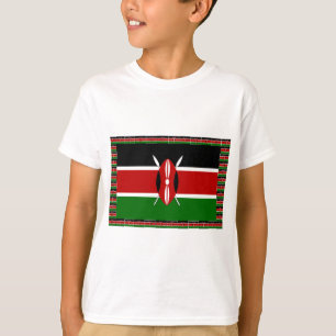 Kenya-Flagge mit Miniatur-Flag-Rahmen-Grenzkunst T-Shirt