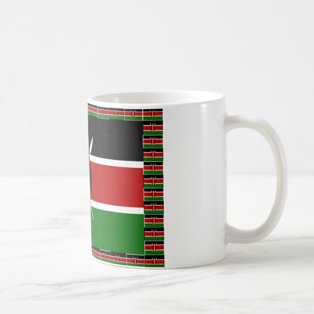 Kenya-Flagge mit Miniatur-Flag-Rahmen-Grenzkunst Tasse (Rechts)