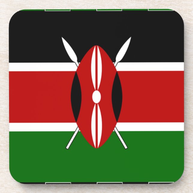 Kenya-Flagge mit Miniatur-Flag-Rahmen-Grenzkunst Untersetzer (Vorderseite)