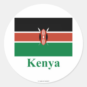 Kenya-Flagge mit Namen Runder Aufkleber