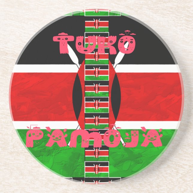 Kenya-Flagge: Tuko Pamoja - Design der Einheit Getränkeuntersetzer (Vorne)
