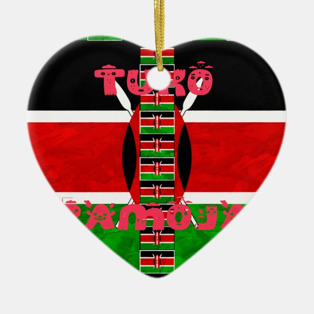 Kenya-Flagge: Tuko Pamoja - Design der Einheit Keramik Ornament (Vorne)