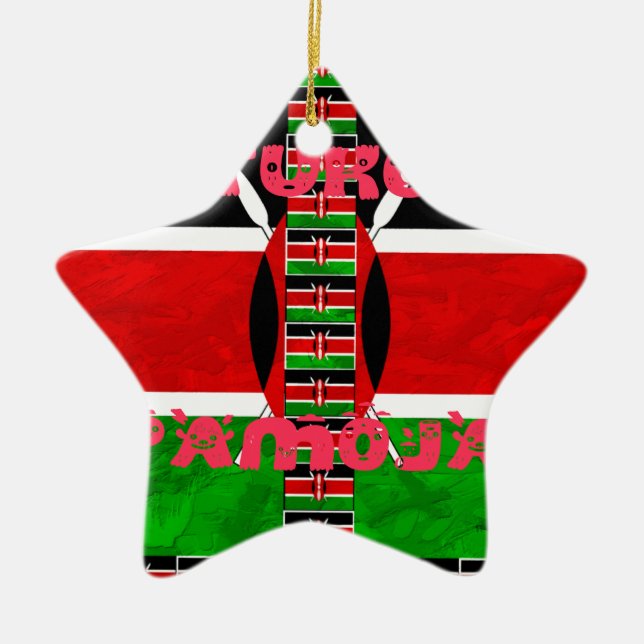 Kenya-Flagge: Tuko Pamoja - Design der Einheit Keramikornament (Vorne)