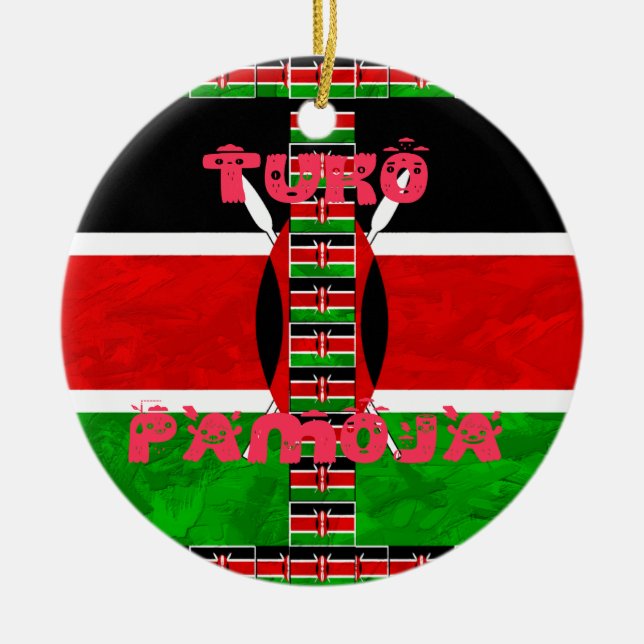 Kenya-Flagge: Tuko Pamoja - Design der Einheit Keramikornament (Vorne)