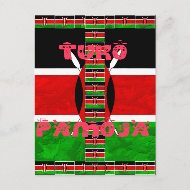 Kenya-Flagge: Tuko Pamoja - Design der Einheit Postkarte (Vorderseite)