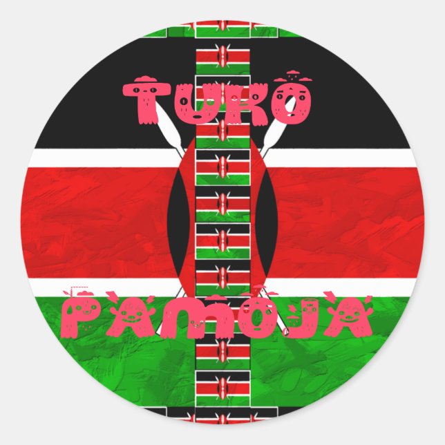 Kenya-Flagge: Tuko Pamoja - Design der Einheit Runder Aufkleber (Vorderseite)