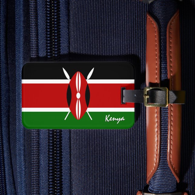 Kenya Gepäcksmarken, patriotische kenianische Flag Gepäckanhänger (Vorderseite Insitu 4)