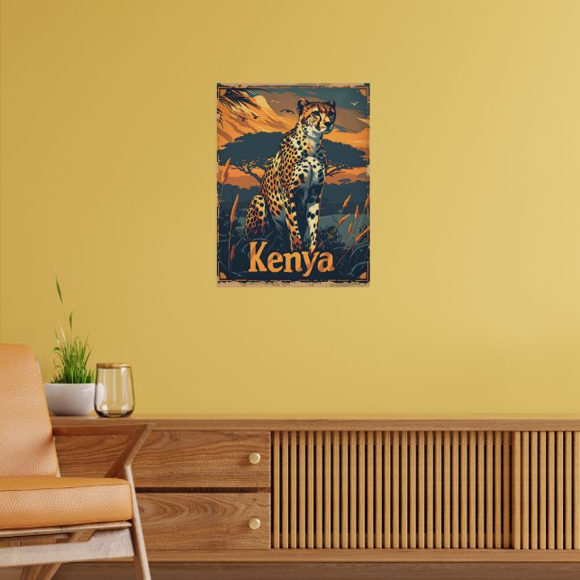 Kenya Gepard Vintage Poster (Wohnzimmer 2)