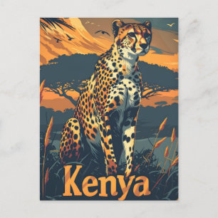 Kenya Gepard Vintage Postkarte
