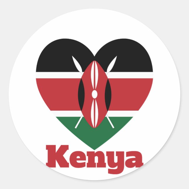 Kenya Heart Flag Runder Aufkleber (Vorderseite)