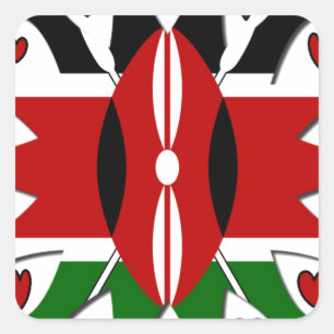 Kenya Hearts Quadratischer Aufkleber