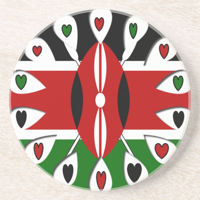 Kenya Hearts Sandstein Untersetzer (Vorne)