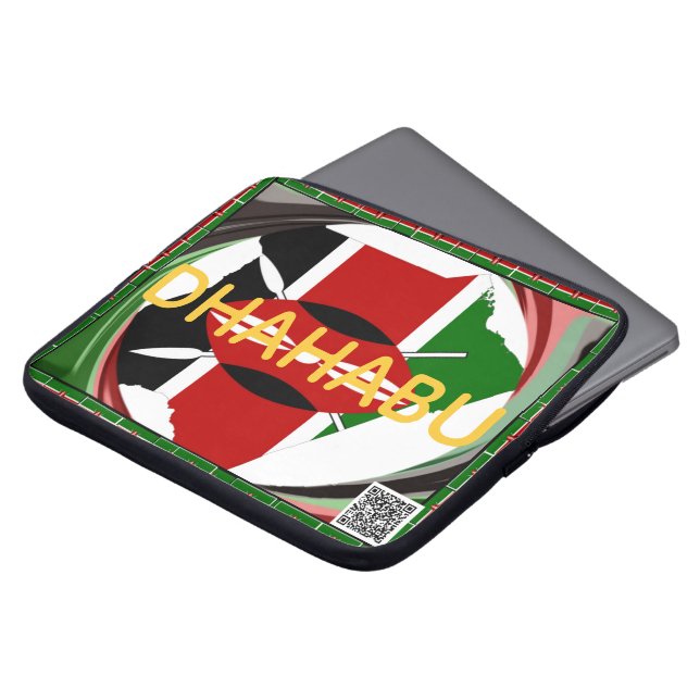 Kenya Heritage: Dhahabu (Gold/Wealth) Customizable Laptopschutzhülle (Vorne Oben)