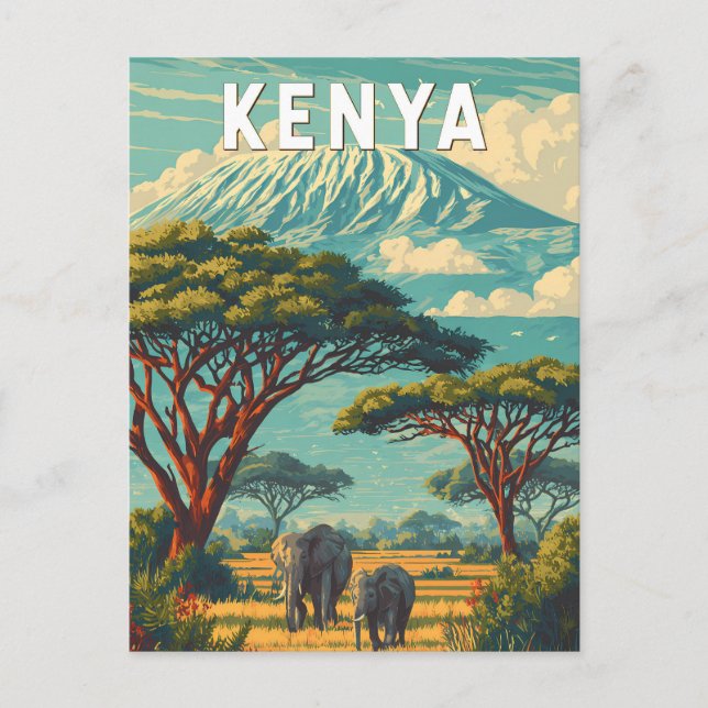 Kenya Illustration Travel Art Vintage Postkarte (Vorderseite)