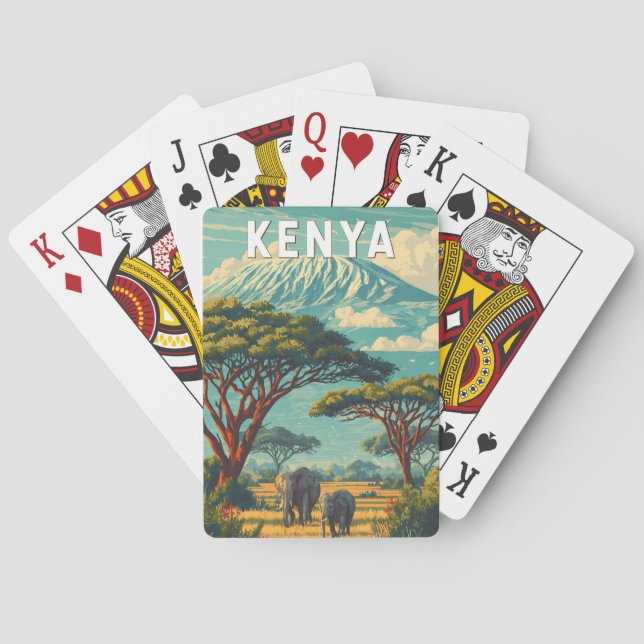 Kenya Illustration Travel Art Vintage Spielkarten (Rückseite)