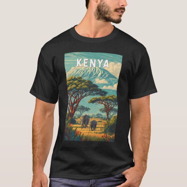 Kenya Illustration Travel Art Vintage T-Shirt (Vorderseite)