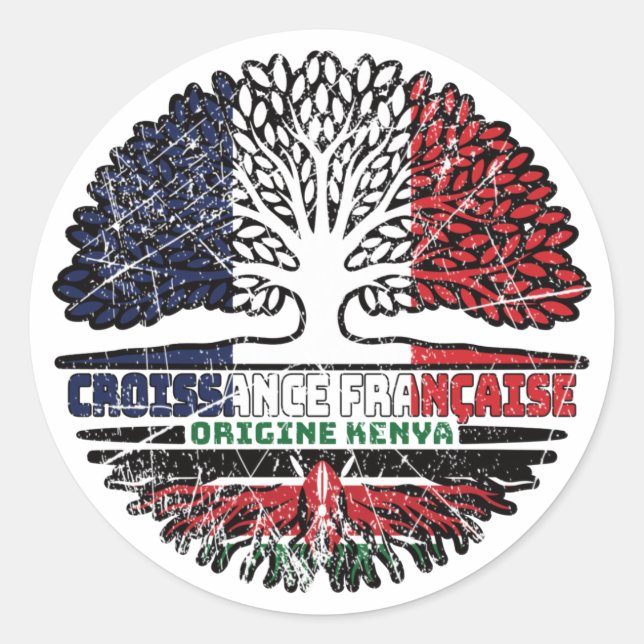 Kenya Kenyan Französisch-Tree-Roots-Flag Runder Aufkleber (Vorderseite)