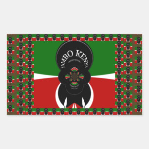 Kenya Lovely back red green ethnherzen Stammes Rechteckiger Aufkleber