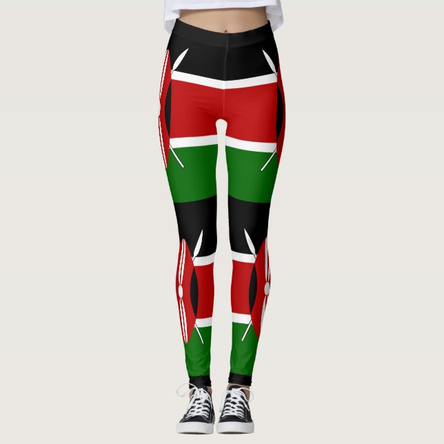 Kenya Maasai Flagge Bendera ya Kenya Leggings (Vorderseite)