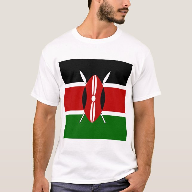 Kenya Maasai Flagge Bendera ya Kenya T-Shirt (Vorderseite)