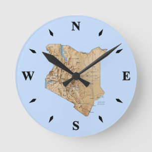 Kenya Map Clock Runde Wanduhr