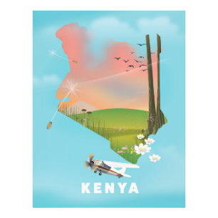 Kenya Map Illustration Reiseplakat. Fotodruck