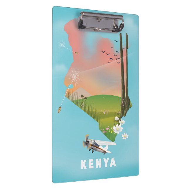 Kenya Map Illustration Reiseplakat. Klemmbrett (Rechts)