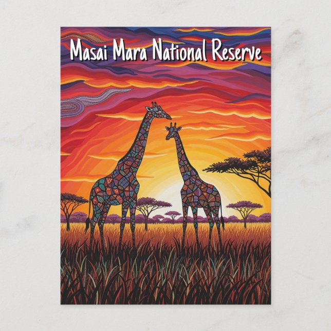 Kenya Masai Mara Giraffes African Art Postkarte (Vorderseite)