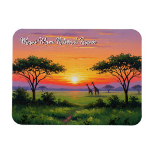 Kenya Masai Mara Giraffes Sunset Magnet