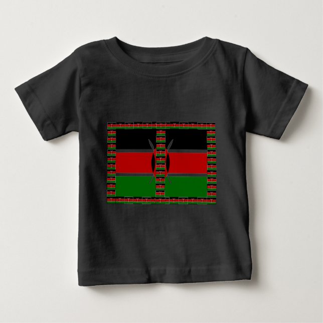 Kenya Nahtlose Miniaturflaggen Grenzrahmen Kunst Baby T-shirt (Vorderseite)