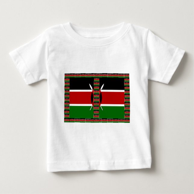 Kenya Nahtlose Miniaturflaggen Grenzrahmen Kunst Baby T-shirt (Vorderseite)