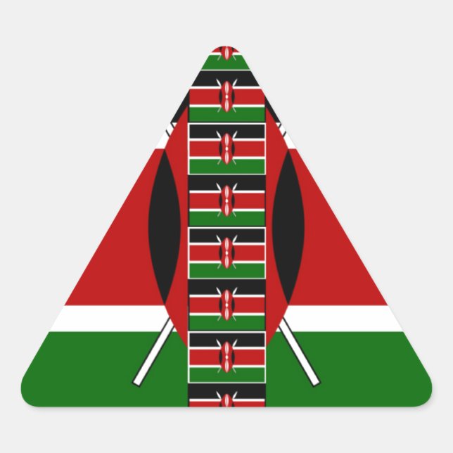Kenya Nahtlose Miniaturflaggen Grenzrahmen Kunst Dreieckiger Aufkleber (Vorderseite)