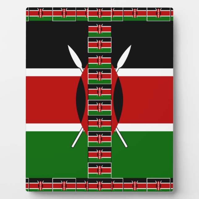 Kenya Nahtlose Miniaturflaggen Grenzrahmen Kunst Fotoplatte (Vorderseite)