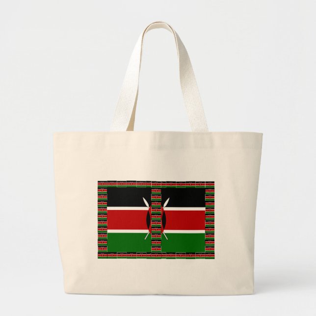 Kenya Nahtlose Miniaturflaggen Grenzrahmen Kunst Jumbo Stoffbeutel (Vorne)