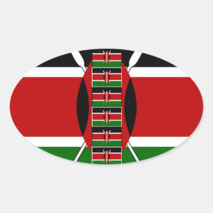 Kenya Nahtlose Miniaturflaggen Grenzrahmen Kunst Ovaler Aufkleber