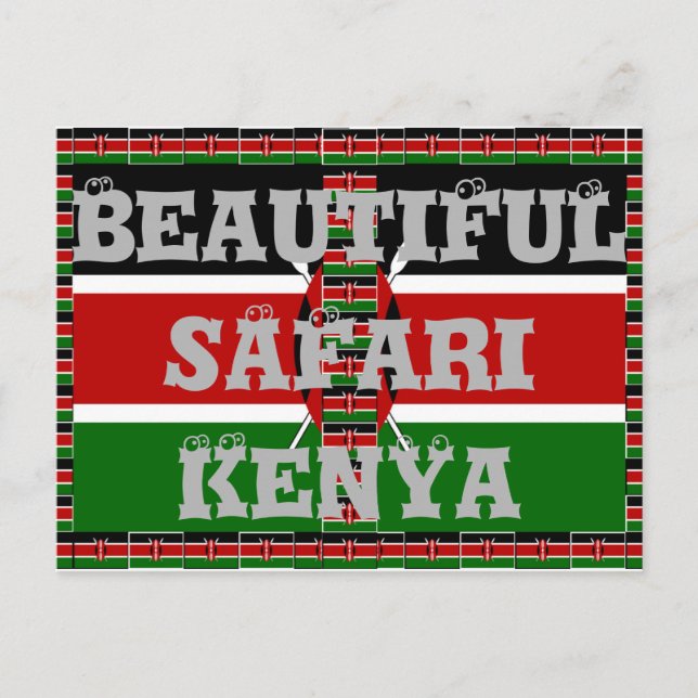Kenya Nahtlose Miniaturflaggen Grenzrahmen Kunst Postkarte (Vorderseite)