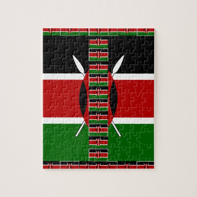 Kenya Nahtlose Miniaturflaggen Grenzrahmen Kunst Puzzle (Vertikal)