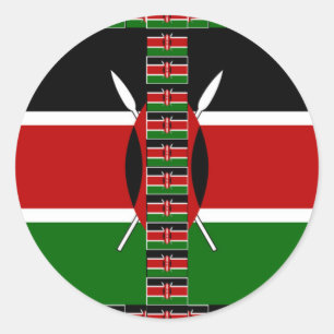 Kenya Nahtlose Miniaturflaggen Grenzrahmen Kunst Runder Aufkleber