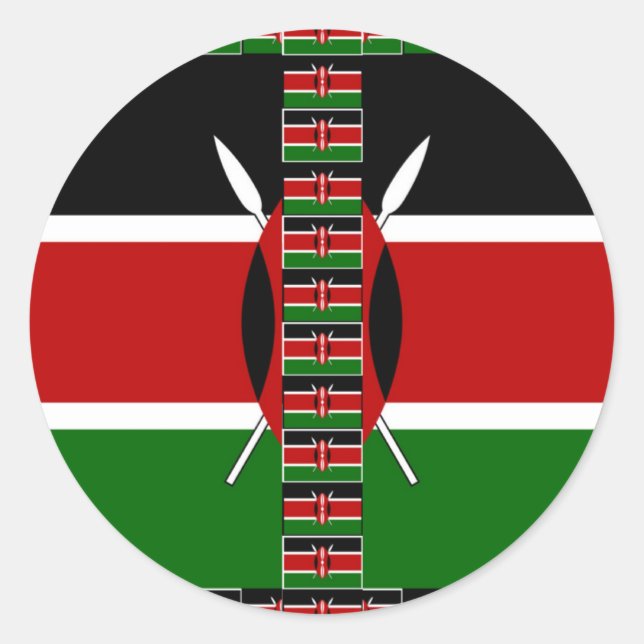 Kenya Nahtlose Miniaturflaggen Grenzrahmen Kunst Runder Aufkleber (Vorderseite)