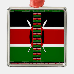 Kenya Nahtlose Miniaturflaggen Grenzrahmen Kunst Silbernes Ornament