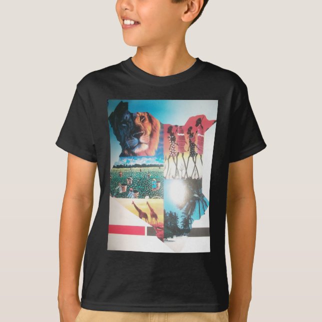 Kenya National Flag Colors Pattern Art Design T-Shirt (Vorderseite)