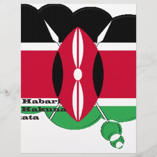 Kenya National Flag Farben Design Schwarz Rot Grün (Vorderseite)