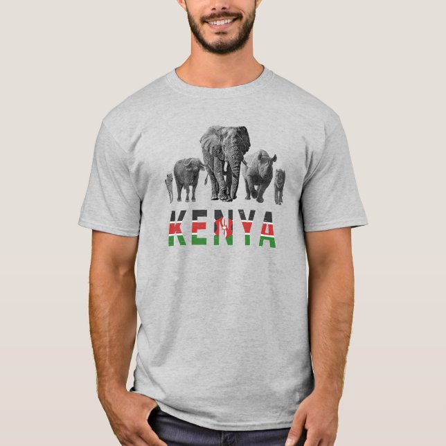 Kenya Pride Big 5 Wildlife für kenianische Fans T-Shirt (Vorderseite)