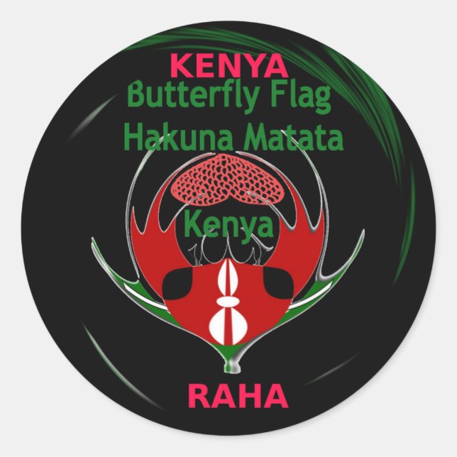 Kenya Raha Hakuna Matata.jpg Runder Aufkleber (Vorderseite)