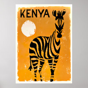 Kenya Retro Vintage Travel Poster