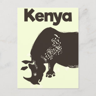 Kenya Rhino Afrikanisches Vintage-Poster Postkarte
